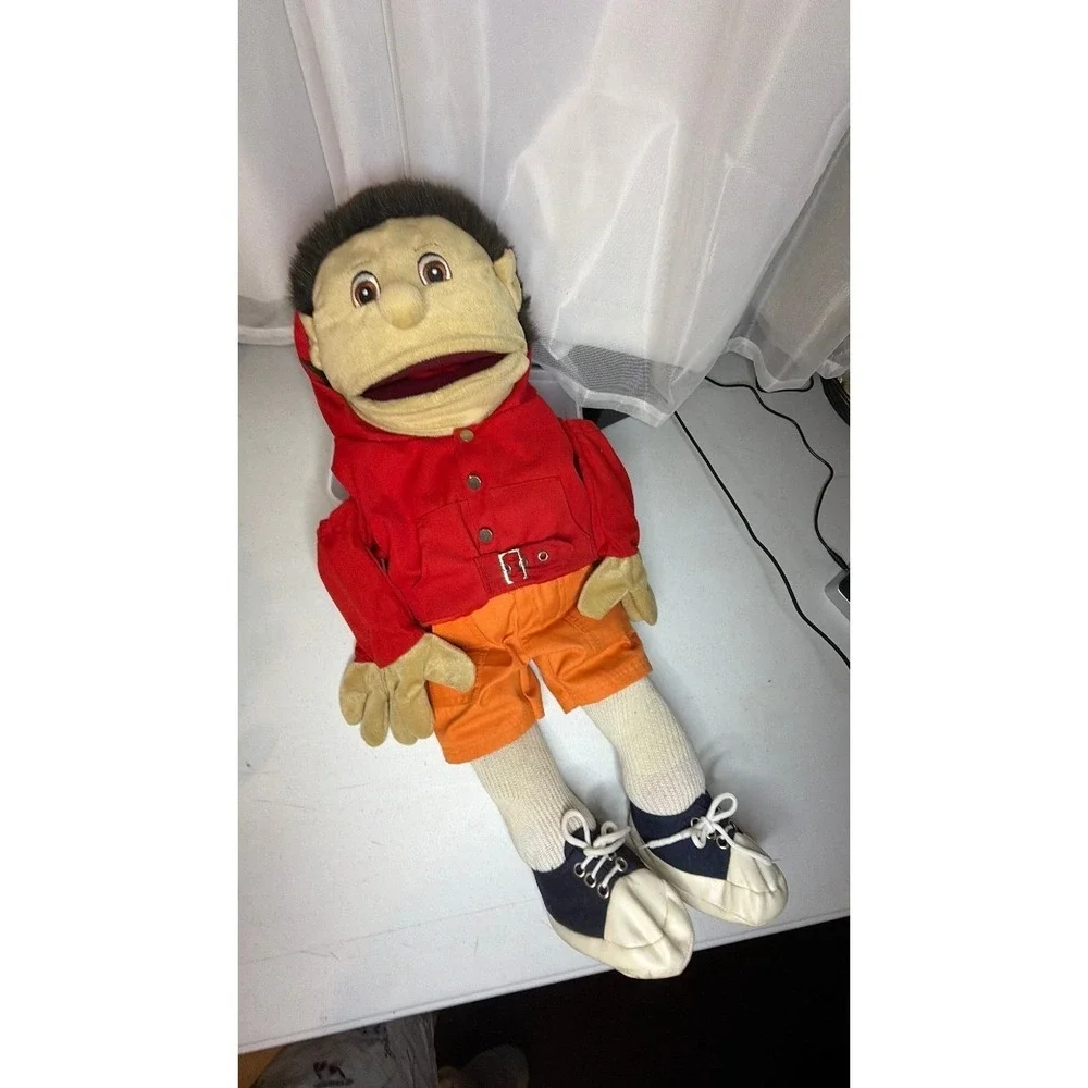 Vintage Boy‎ Hand Puppet Red Hooded Jacket Orange Shorts Full Body Character